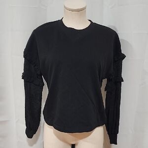 Heartloom Midnight Black Ruffle Sleeve Top
